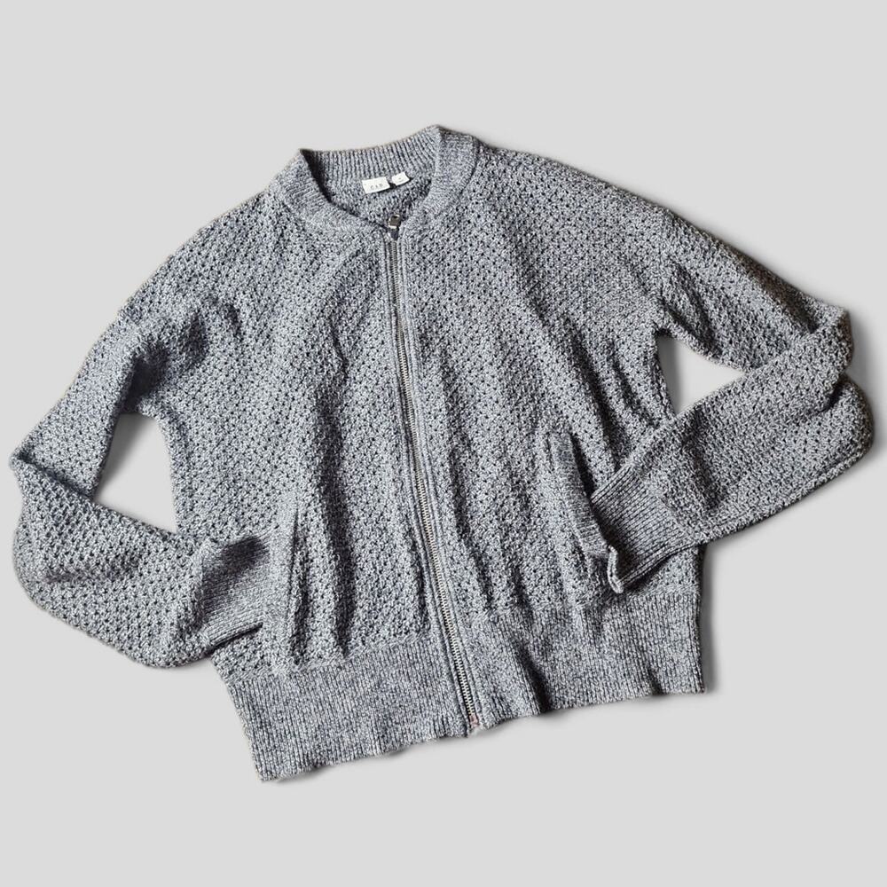 GAP | Charcoal Merino Extra Fine Wool Knit Crochet Full Zip Sweater Cardigan | M